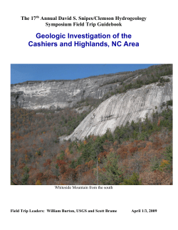 Geologic Investigation of the Cashiers and