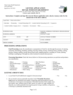 License Application Retail Food Establishments ()