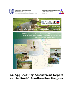 An Applicability Assessment Report on the Social Amelioration