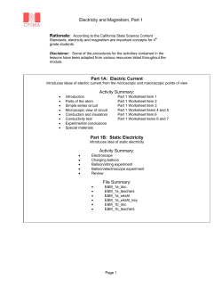 Electricity and Magnetism, Part 1 Part 1A: Electric Current Activity