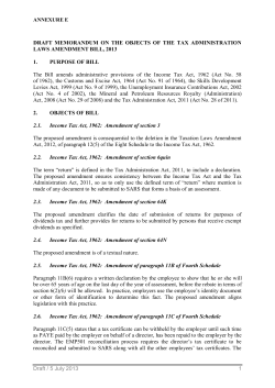 Draft EM on the Draft Tax Administration Laws