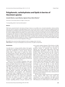 Polyphenols, carbohydrates and lipids in berries of Vaccinium species