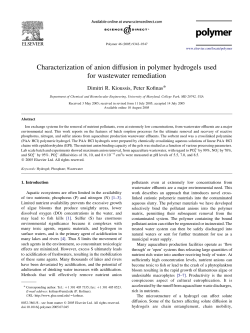 Characterization of anion diffusion in polymer hydrogels used for