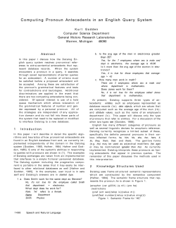 Computing Pronoun Antecedents in an English Query System