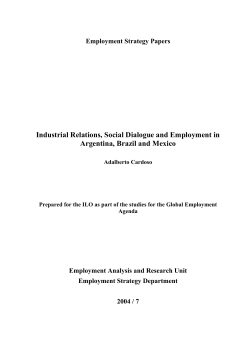 Industrial Relations, Social Dialogue and Employment in Argentina