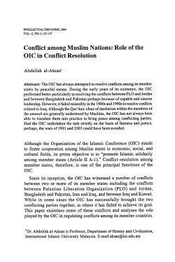 Conflict among Muslim Nations: Role of the OIC in