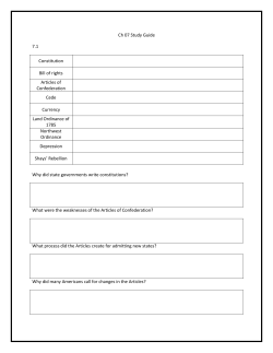 Ch 07 Study Guide 7.1 Constitution Bill of rights Articles of