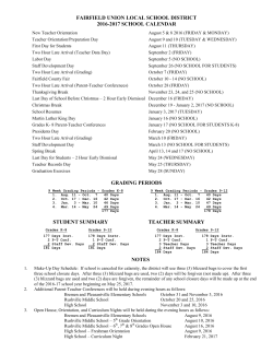 2016-2017 School Calendar - fairfield