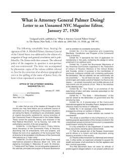 What is Attorney General Palmer Doing?