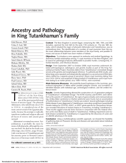 Ancestry and Pathology in King Tutankhamun`s