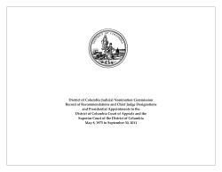 District of Columbia Judicial Nomination Commission Record of