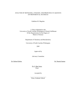 Analysis of methanol, ethanol and propanol in aqueous