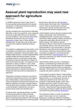 Asexual plant reproduction may seed new approach for