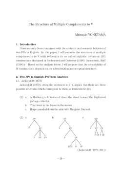 The Structure of Multiple Complements to V Mitsuaki YONEYAMA