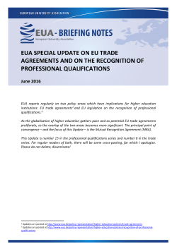 EUA Special Update on EU trade agreements and on the