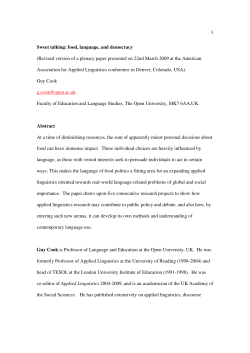 Sweet talking: Food, language, and democracy