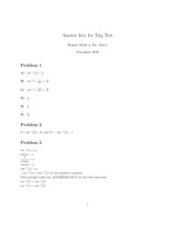 Answer Key for Trig Test