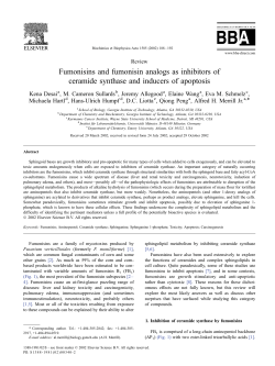 Fumonisins and fumonisin analogs as inhibitors of