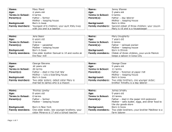 Name: Mary Ward Name: Jenny Warren Age: 4 years old Age: 5