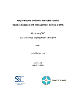 Requirements and Solution Definition for Facilities Engagement