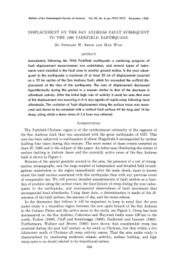 displacement on the san andreas fault subsequent to the 1966