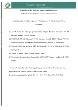 Is the intersection syndrome is an occupational disease?