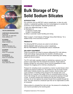 Bulk Storage of Dry Solid Sodium Silicates