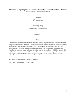 The Effects of Expert Opinion on Consumer Demand for Goods with
