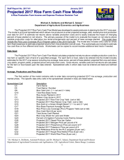 Projected 2017 Rice Farm Cash Flow Model