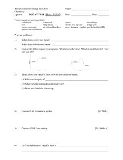 Review Sheet for Energy Post-Test Name: Chemistry 2 points DUE
