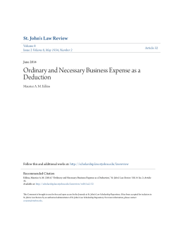Ordinary and Necessary Business Expense as a Deduction
