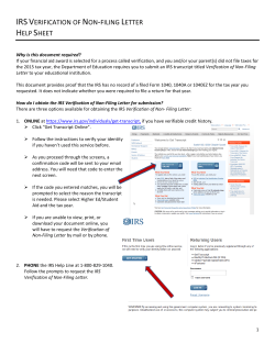 Non Filer Instructions - UW Oshkosh Financial Aid Office