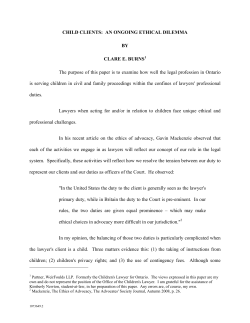 Child Clients: An Ongoing Ethical Dilemma