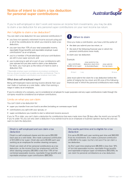 Notice of intent to claim a tax deduction for