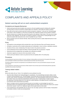 complaints and appeals policy