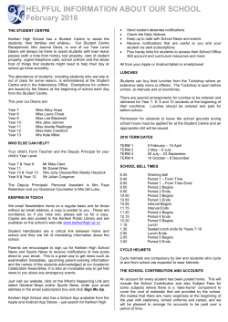 HELPFUL INFORMATION ABOUT OUR SCHOOL February 2016