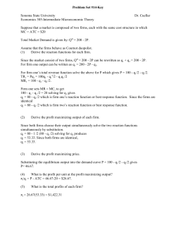 Dr. Cuellar Problem Set #14-Key Sonoma State University