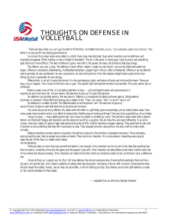 thoughts on defense in volleyball
