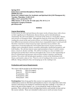 Spring 2014 James Joyce and Interdisciplinary Modernism IDSEM