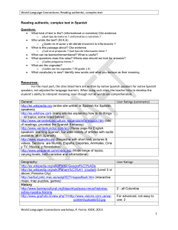 World Language Connections: Reading authentic, complex