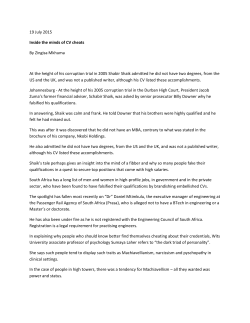 19 July 2015 Inside the minds of CV cheats By Zingisa Mkhuma At