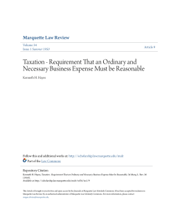 Taxation - Requirement That an Ordinary and Necessary Business