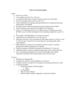 Notes for farm Description Inputs &bull; Farm size is 45 Ha &bull; Cow