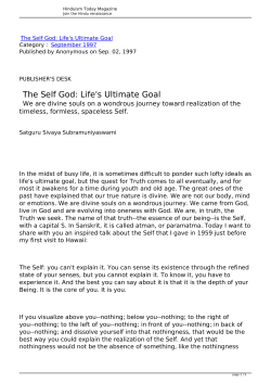 The Self God: Life`s Ultimate Goal