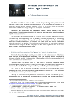 The Role of the Prefect in the Italian Legal System - SAS