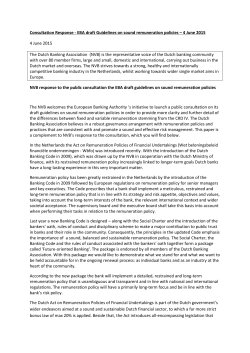 EBA draft Guidelines on sound remuneration policies