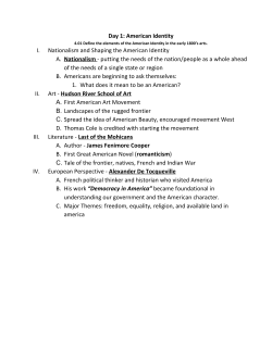 Day 1: American Identity I. Nationalism and Shaping the American