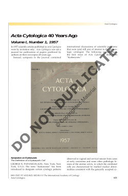 Acta Cytologica 40 Years Ago: Volume I, Number 1, 1957