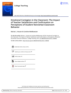 Emotional Contagion in the Classroom: The Impact of Teacher