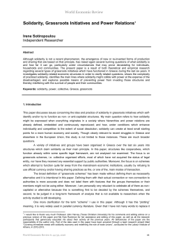 Solidarity, Grassroots Initiatives and Power Relations1